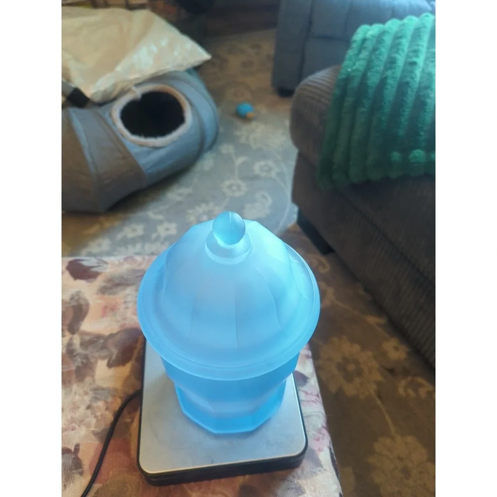 Vintage INDIANA GLASS Satin Frosted Blue Glass Apothecary Jar with Lid 10 inches